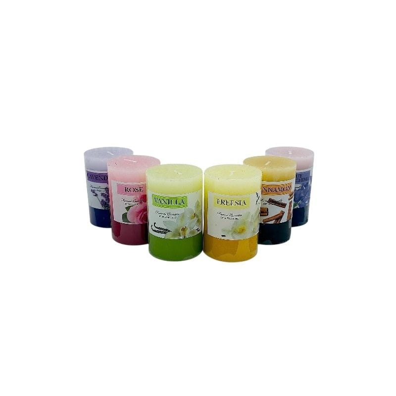Lumanari parfumate cilindrice, culori si arome mixate – Lavanda, Trandafir, Vanilie, Freesia, Scortisoara, Ocean Breeze Engros