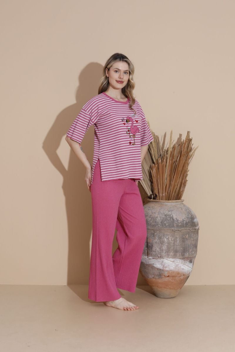 Pijama Dama cu Striatii, Engross, Bumbac 100%, Roz