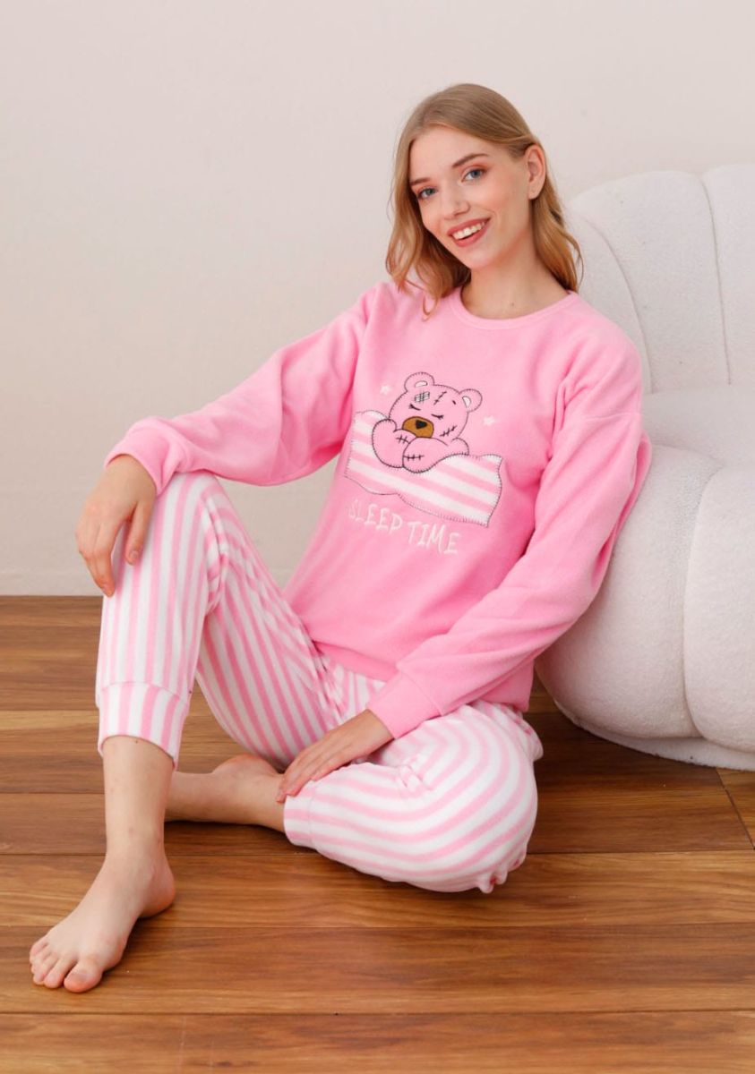 Pijama Dama Cocolino Engross, Material Premium Super Catifelat, Roz