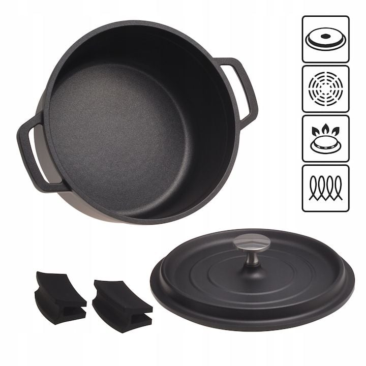 Oala Engros traditionala Kamille KM-4451, din aluminiu, antiaderenta, 2.5L, 20x9.5cm
