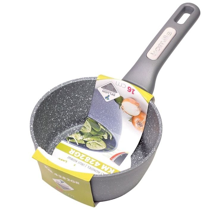 Cratita Engros Kamille, din granit, 16cm, 1.2L, gri, compatibil inductie