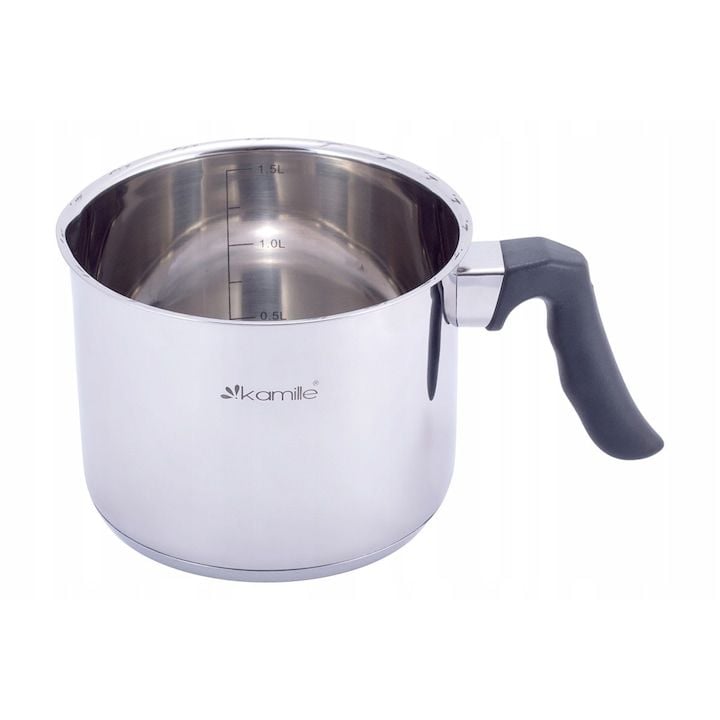 Oala Engros pentru lapte Kamille KM-5843,din inox, compatibila inductie, 14x11cm, 1.5L