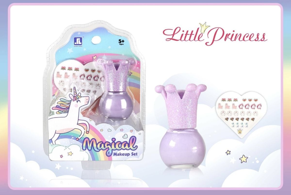 Ojă Copii Little Princess Magical Makeup Set – Ojă Non-Toxică și Lavabilă pentru Fetițe 5+, Cu Stickere Decorative Unghii, Set Cosmetice Sigur și Atractiv, En-gros