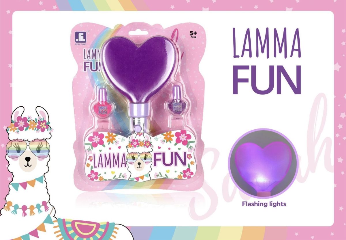Set Machiaj Copii Lamma Fun Sarah – Trusă Cu Oglindă În Formă de Inimă cu Lumini, Ojă și Fard Sclipici, Cosmetice Sigure și Lavabile pentru Fetițe 5+, En-gros