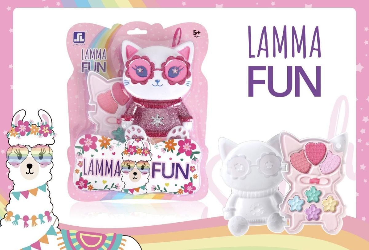 Set Machiaj Copii Lamma Fun Cat Style – Trusă Machiaj În Formă de Pisicuță Cu Farduri Colorate și Oglindă, Cosmetice Lavabile și Non-Toxice Pentru Fetițe 5+, En-gros