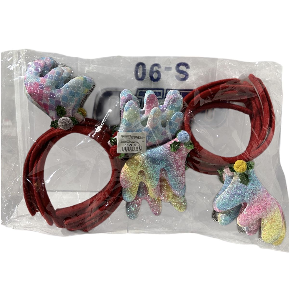 Bentiță de Crăciun 12/set-Engros cu Decor Sclipitor – Model Colorat, Accesorii Festive pentru Copii și Adulți