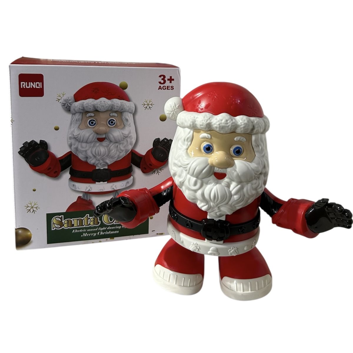 Jucarie interactiva-Engros Mos Craciun, sunete, lumini, rosu/alb, 20 cm
