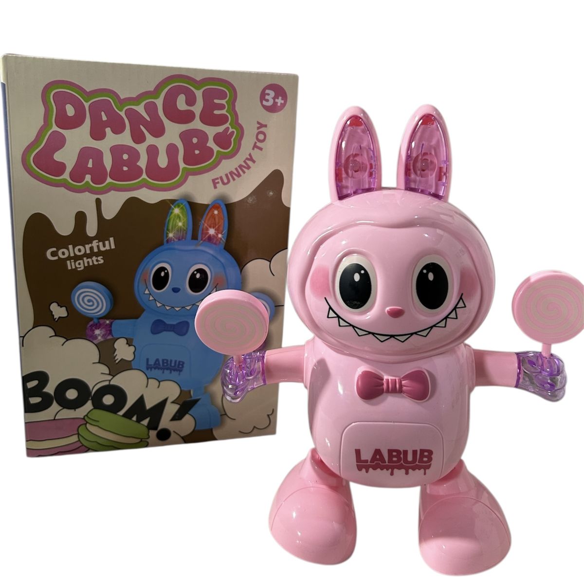 Jucarie interactiva Labubu dansator-Engros, sunete si lumini, 20 cm