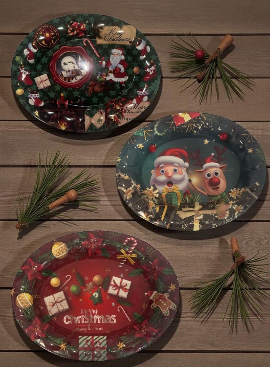 Tavă decorativă ovală Crăciun – 32,3 x 26 cm, modele festive,En-gros