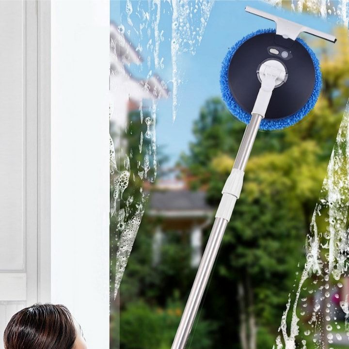 Mop electric ENGROSS rotativ fara fir cu cap 360°, maner telescopic reglabil, ideal pentru curatarea, geamurilor, masinilor, usor de folosit si depozitat
