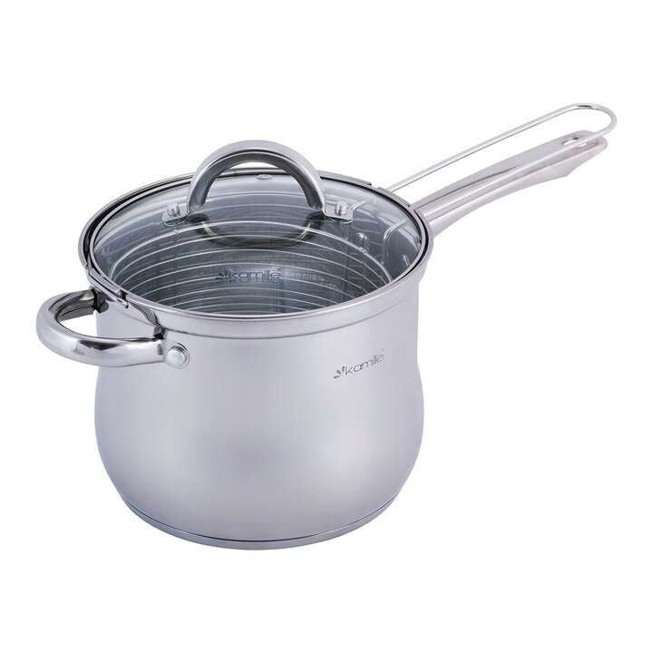 Oala Engros pentru prajit cartofi, Kamille, din Inox, 18 cm, 3.5L, argintiu