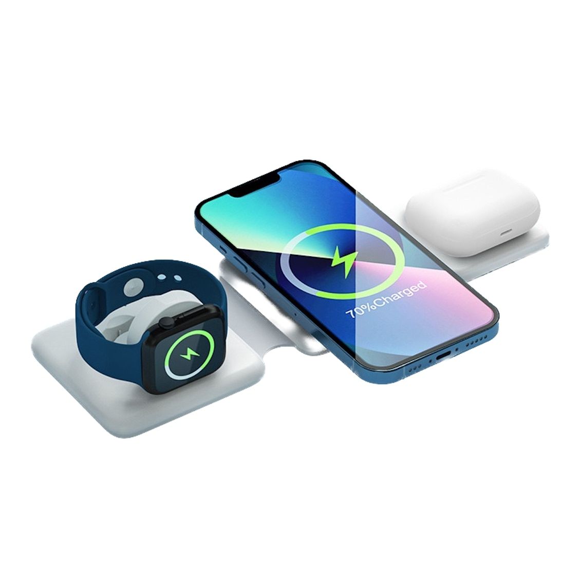 Incarcator ENGROSS Wireless tip MagSafe Portabil, Statie Incarcare 3 in 1, Qi Fast Charge 15W, compatibil cu Iphone, Airpods, Apple Watch, Samsung, Huawei, Xiaomi, Alb Informatii:
