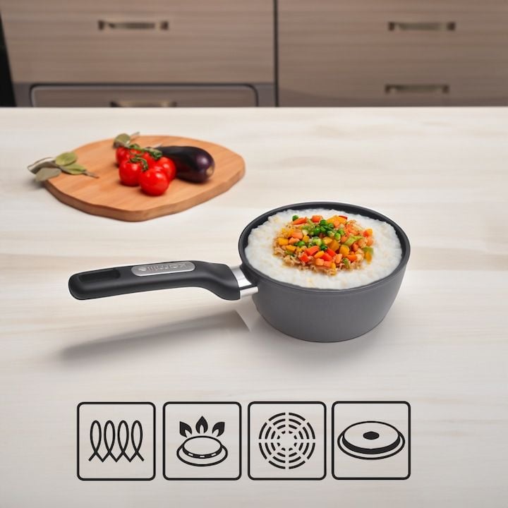 Rondel Engros Kamille KM-4419, din Aluminiu Odkuwany, ILAG Non-stick, 1.2L, 16x7.5cm, Negru