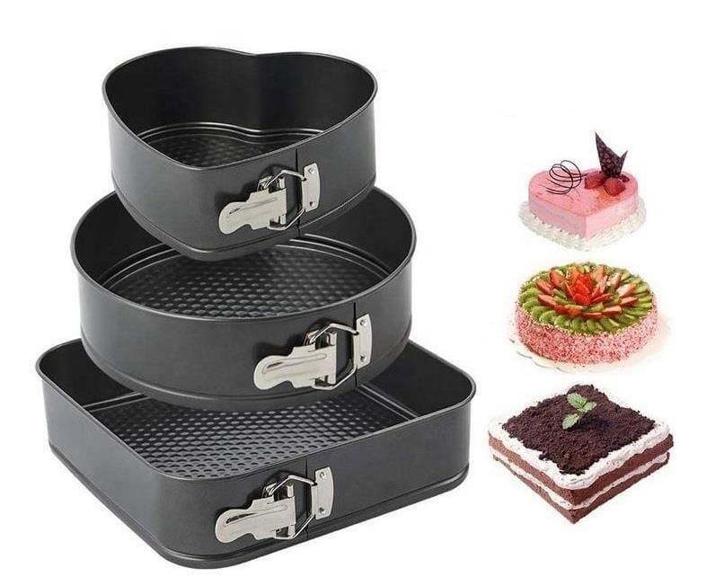 Set 3 tavi de tort cu fund detasabil in 3 forme diferite Engros