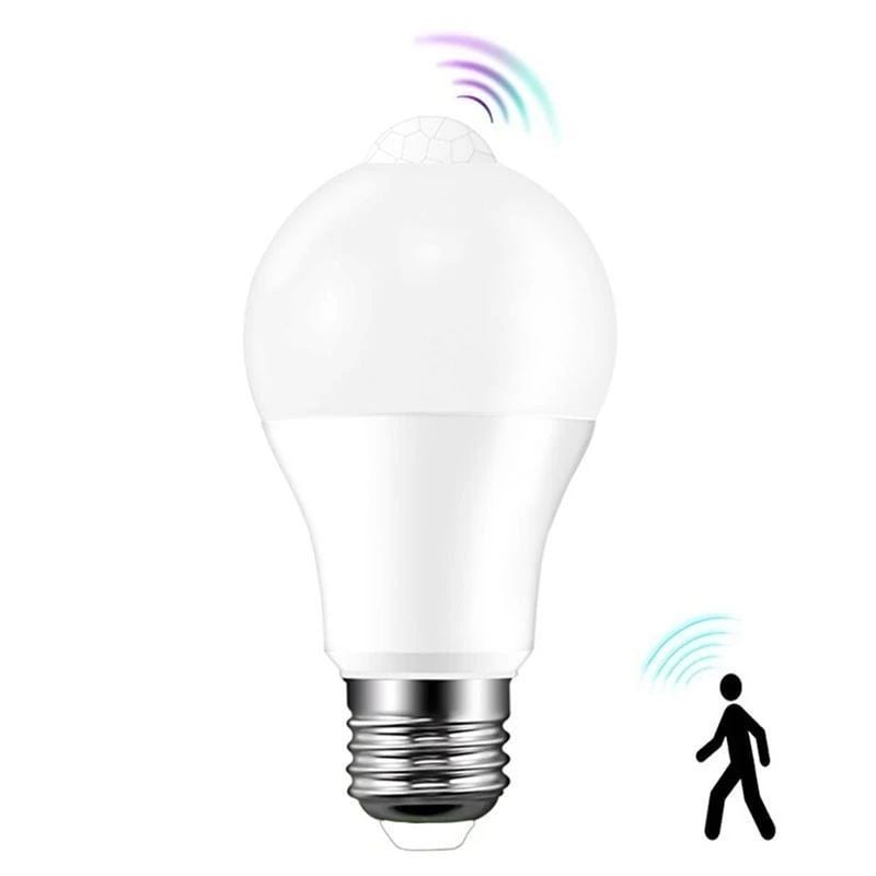 Bec cu senzor miscare, 12W, soclu E27, lumina alb rece Engros