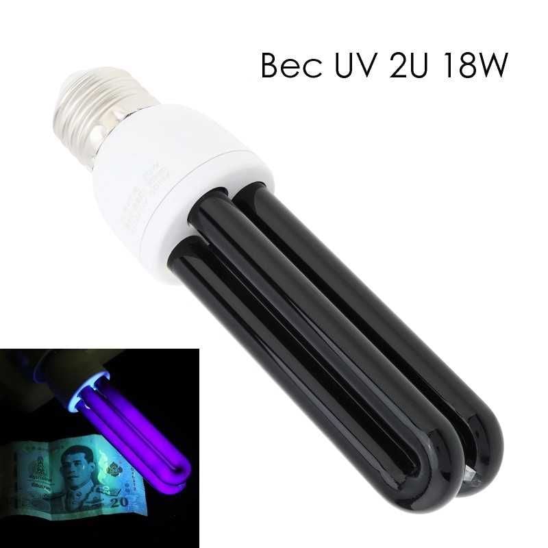 Bec UV Blacklight 2U, putere 18W, soclu E27, 365 nm, economic Engros