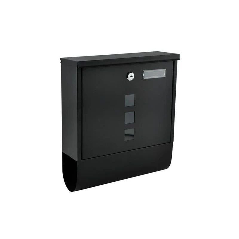 Cutie postala cu suport pentru ziare, 2 chei, de exterior, 33x30x8.5 cm, metal, negru