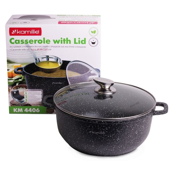 Oala Engros cu capac, Kamille, din Aluminiu, 6.5 l, 28x12.5 cm