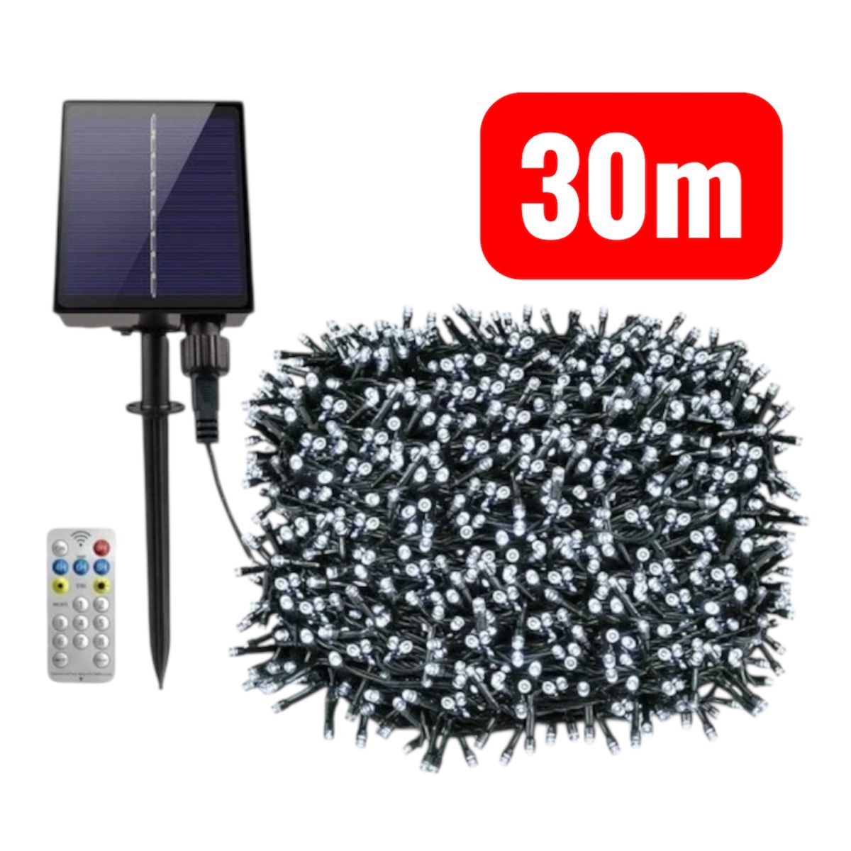 Instalatie solara 30 metri, 300 LED, Liniara,ALB RECE ,EN GROSS