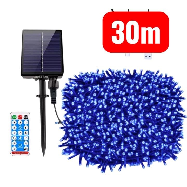 Instalatie solara 30 metri, 300 LED, Liniara,ALBASTRU ,EN GROSS [CLONE]