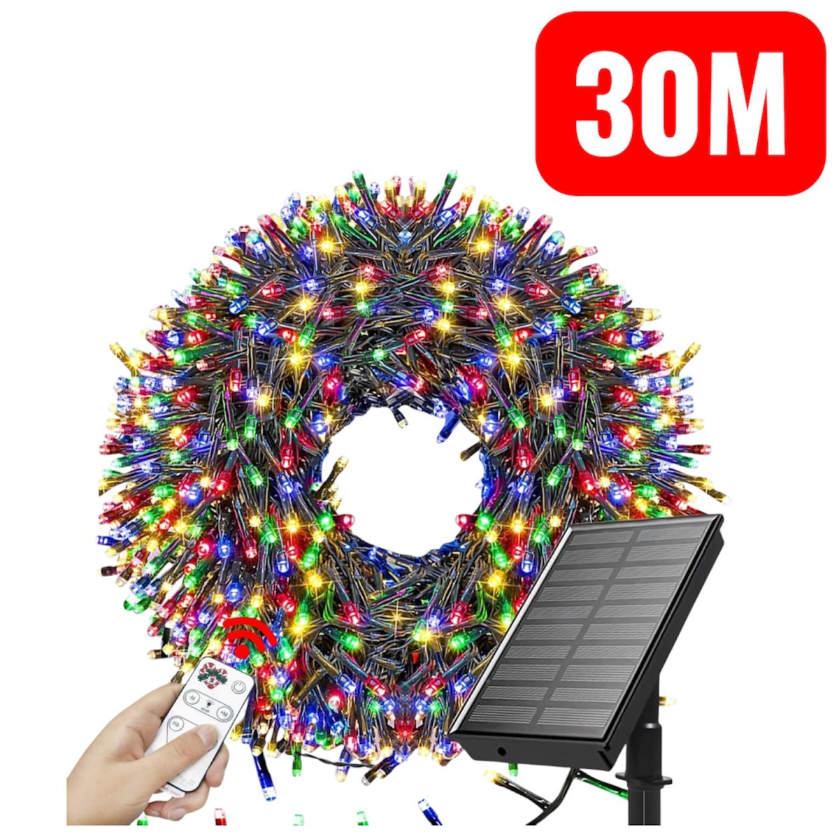 Instalatie solara 30 metri, 300 LED, Liniara,MULTICOLOR,EN GROSS