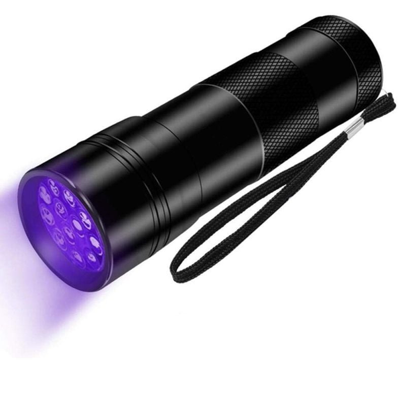 Lanterna UV 12 LED-uri 385nm, protectie IP54, material aluminiu, negru Engros