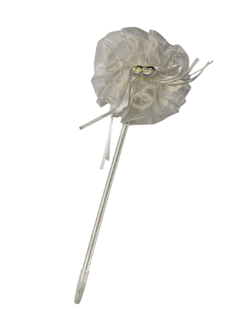 Marturie nunta pix cu verighete, ALB, dimensiuni: 27 cm