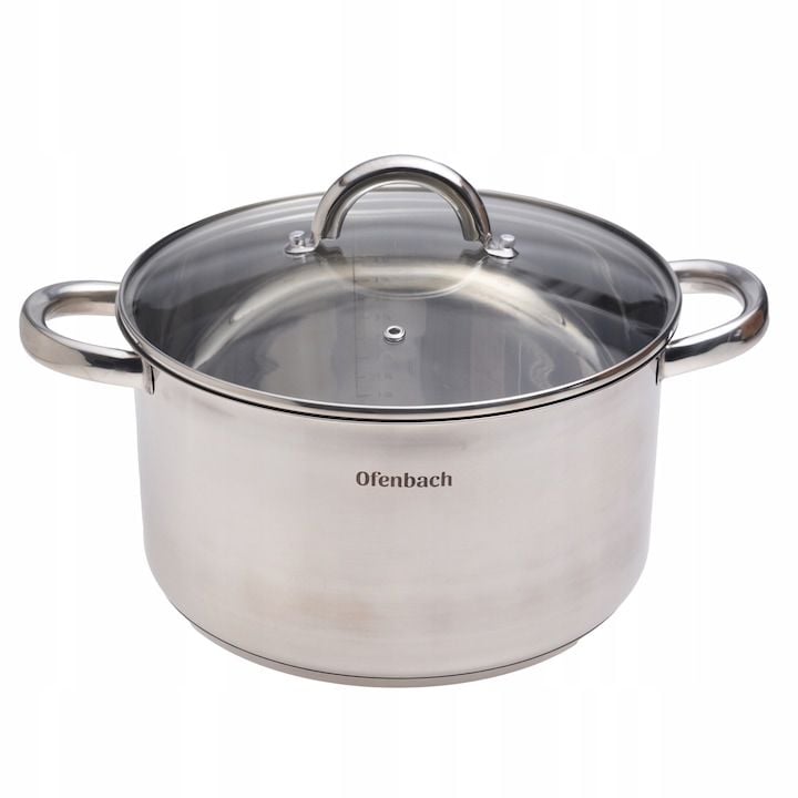 Oala Engros Kamille 5,5 L, din inox, cu capac din sticla, 24x13,5cm, pentru toate tipurile de plite
