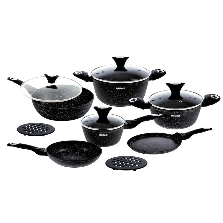 Set Engros de 6 oale si tigai Ofenbach, din marmura, negru