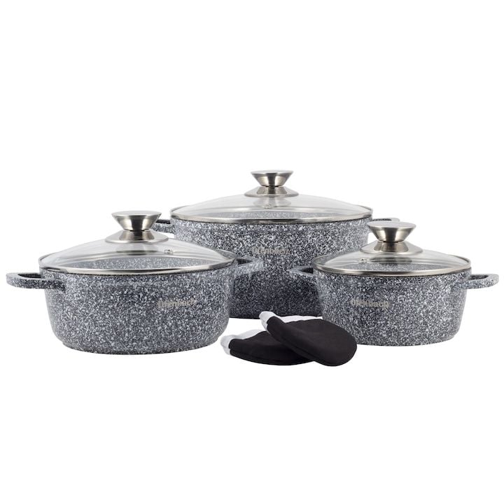 Set Engros de 3 oale, Ofenbach, cu 6 elemente, din granit, rezistent la zgarieturi, 20x8cm, 24x11.5cm, 28x12.5cm