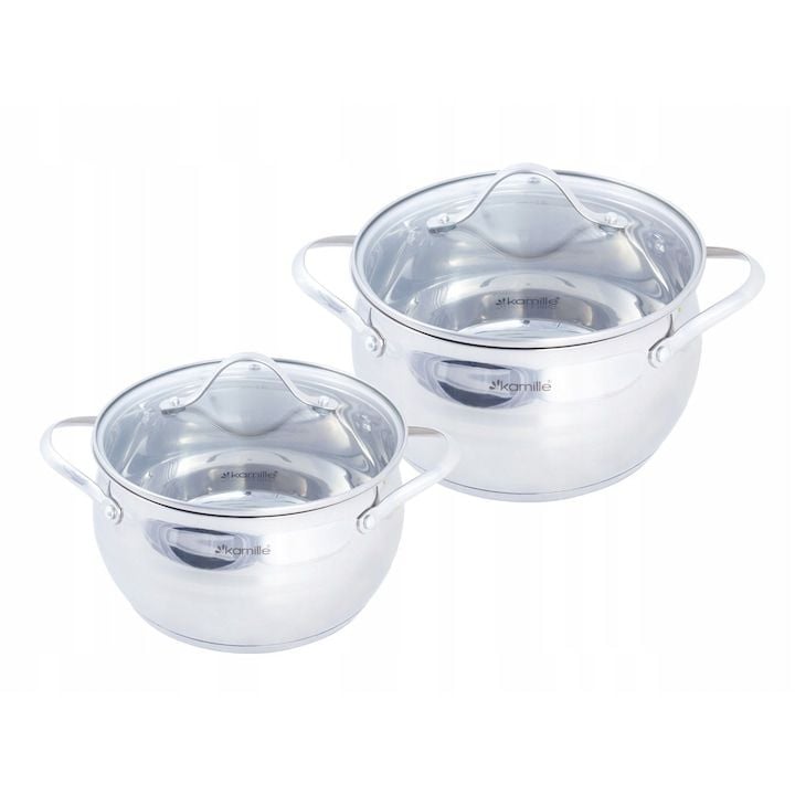Set Engros de 2 oale cu capac Kamille, din inox, cu inductie