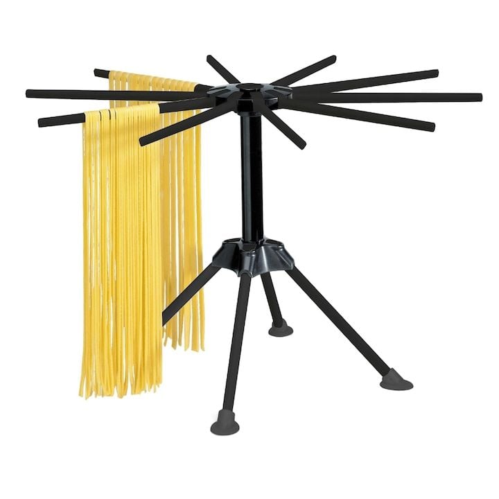 Uscator Engros pentru paste, Kamille, din Plastic, 10 brate, Pliabil, Capacitate 1.2 kg, 42 cm, Negru