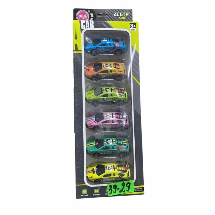 Set 6 Masinute Metalice Tip Sport, Pull-Back, Culori Mixte, Jucarii pentru Copii 3+ Engros