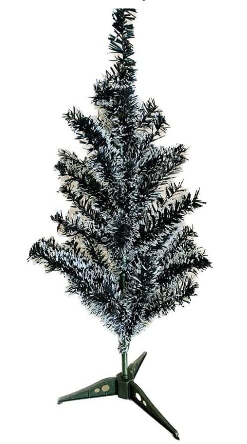 Brad artificial de Crăciun cu zăpadă, pe suport, 60 cm – decor festiv pentru masă, birou sau casă