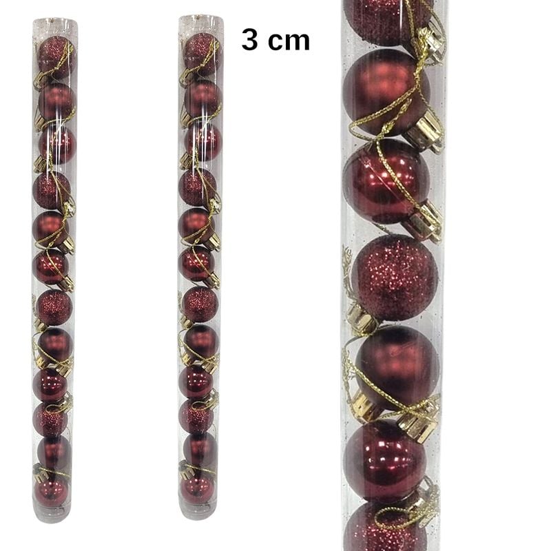 Globuri decorative pentru bradul de Craciun 12/buc pe set, cu diametrul 3 cm