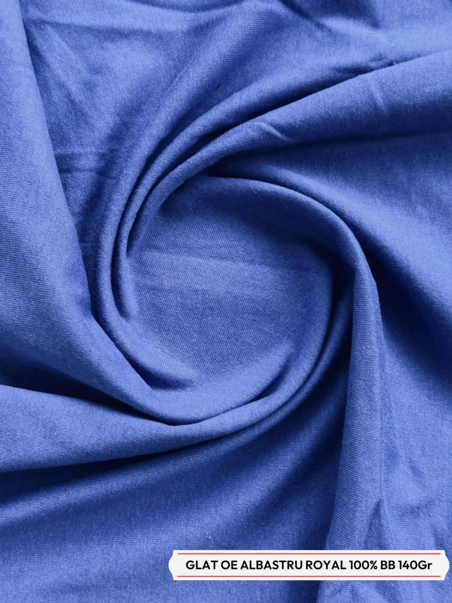 Bumbac 100% pentru Tricouri si Bluze | Material Glat 140g, Latime 200 cm, Engros albastra