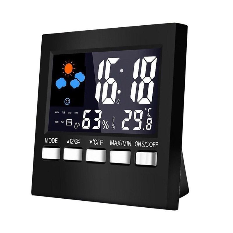 Ceas digital multifunctional de birou, control vocal, functie statie meteo, ecran LCD, calendar, alarma Engros