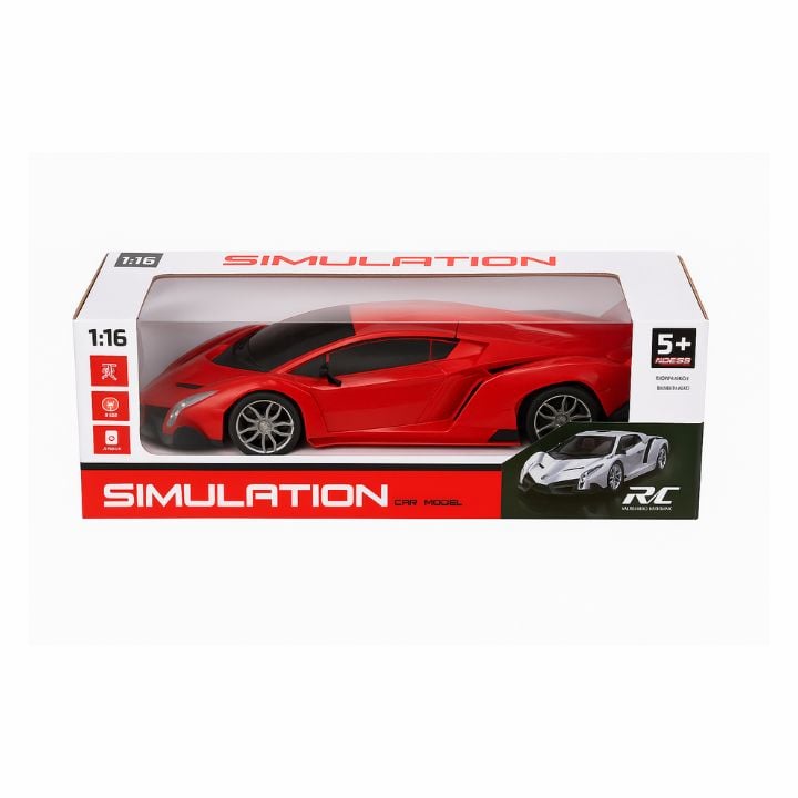 Masina Sport Simulation Car Model 1:16 cu Telecomanda si Lumini, Culoare Rosie, Engros