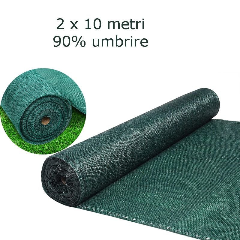 Plasa de umbrire 90%, 2x10 metri, HDPE, protectie UV gradina si terasa Engros