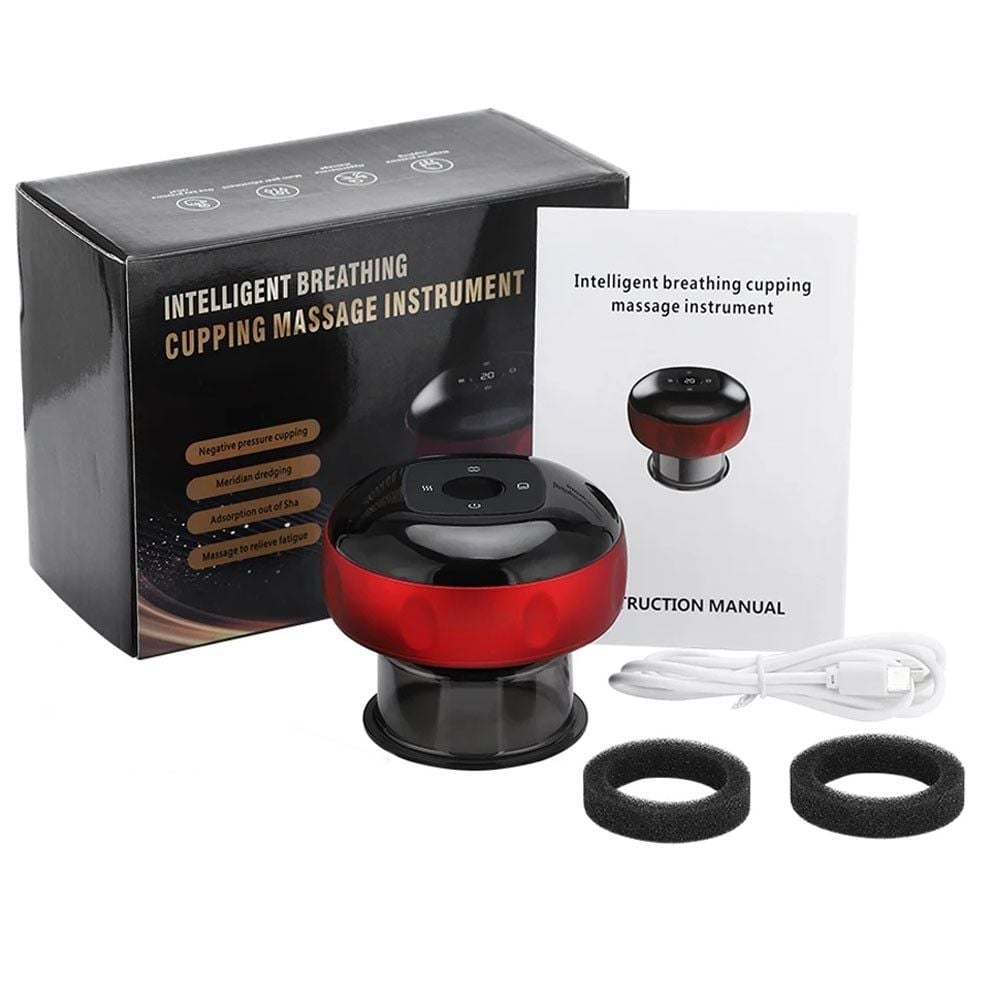 Aparat de masaj cu vacuum, engross,incalzire, 12 niveluri de presiune, ecran LCD, rosu
