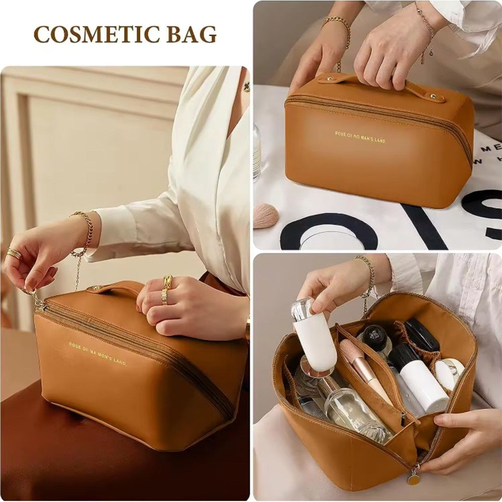 Geanta cosmetica, engross,cu maner, din piele