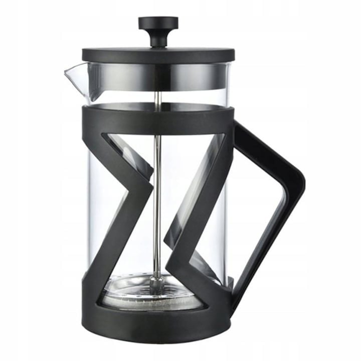 Ceainic Engros cu infuzor pentru cafea si ceai, Kamille KM-0775XL, sticla rezistenta la caldura, inox, negru/transparent, 1000ml