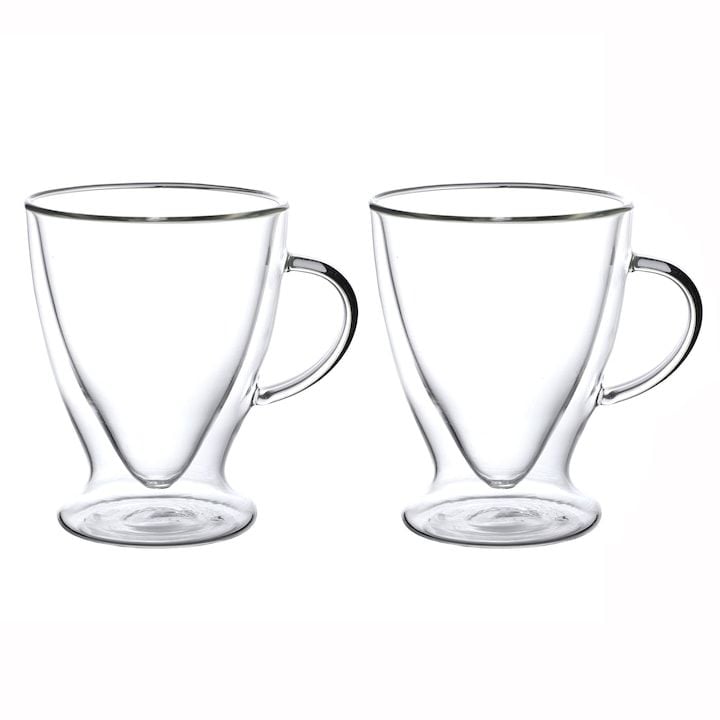 Set Engros de 2 cani termoizolante Kamille, Sticla borosilicata, 300ml