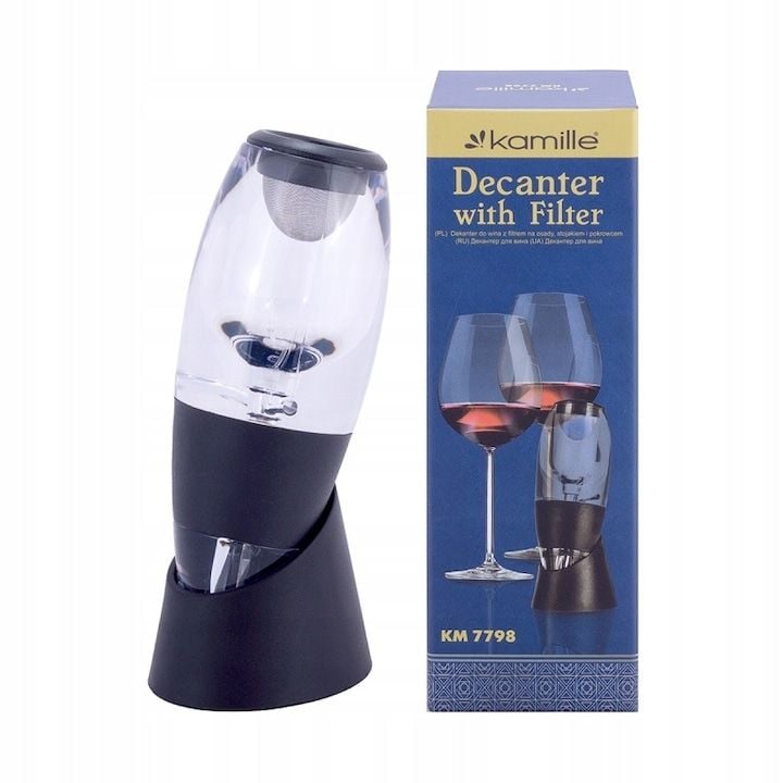 Decantor Engros de vin, Kamille, cu filtru, din plastic