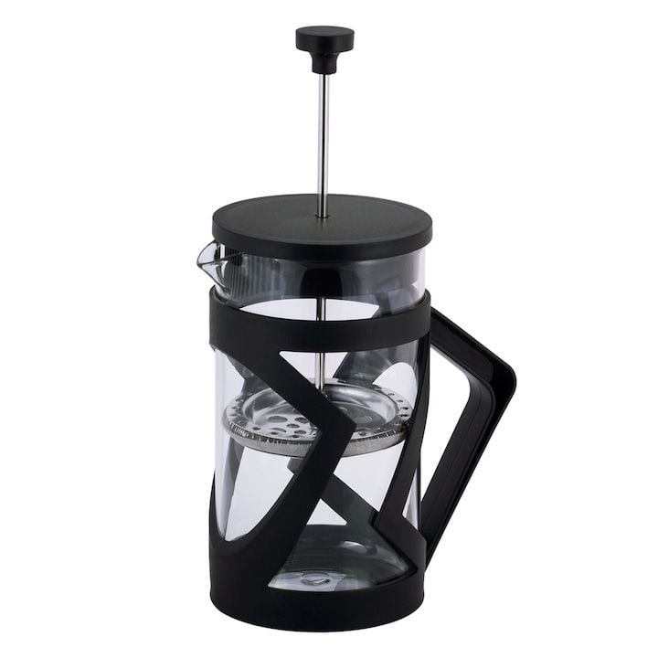 Infuzor Enros pentru cafea si ceai, Kamille, sticla, rezistent la caldura, 600 ml, 20 x 9 cm, transparent/negru