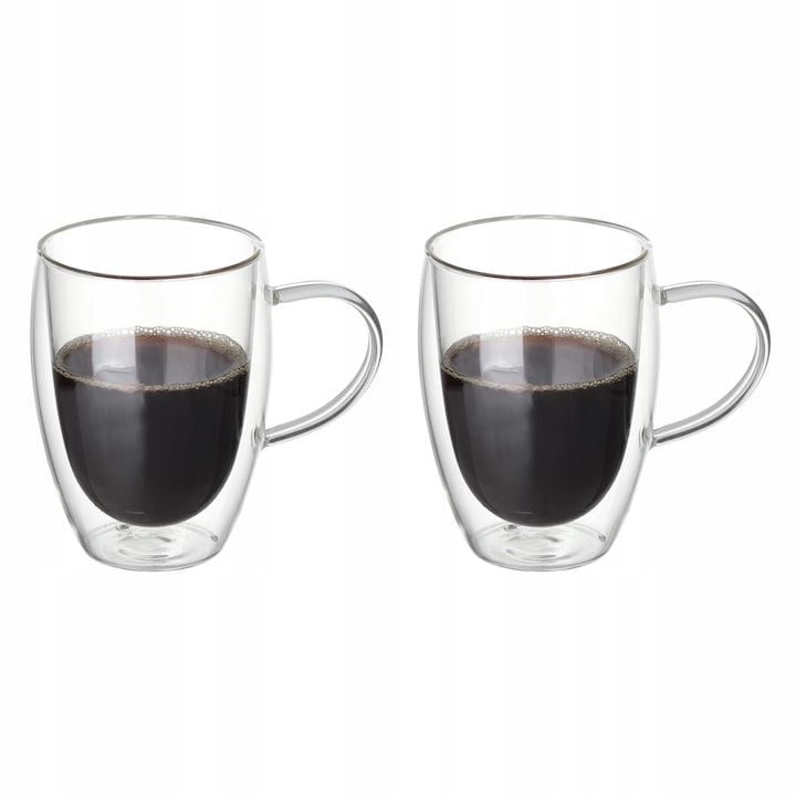 Set Engros de 2 Cani Termoizolante Kamille KM-9009, Borosilicat, 350ml, Transparent, 11cm