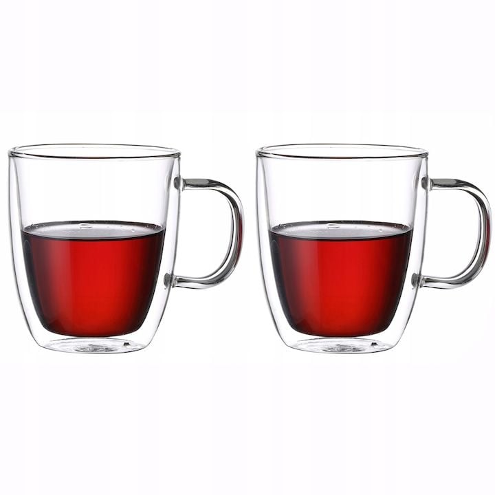 Set Engros de 2 cani termoizolante, Kamille, sticla borosilicata, 250 ml, transparent