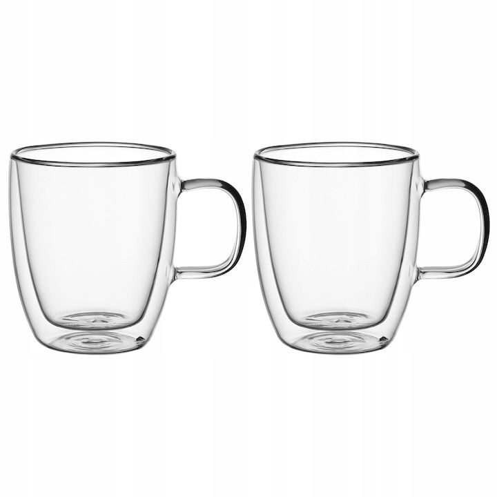 Set Engros de 2 cani termoizolante Kamille, sticla borosilicata, transparent, 350ml