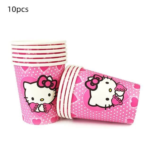 set 10 buc de pahare din carton de copii engros Hello kitty