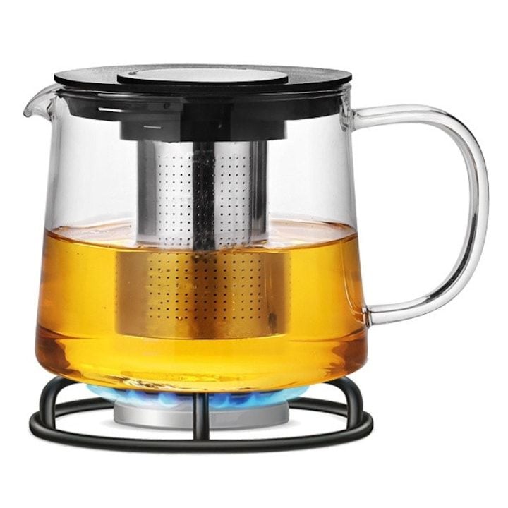 Ceainic Engros cu infuzor Kamille KM-0776M, sticla termorezistenta si inox, 1000ml